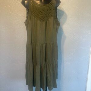 Cotton summer dress with embroidery around top and sleeves, New size large